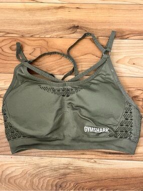 Gymshark Olive Seamless Strappy Sports Bra
